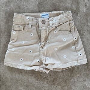 Mayoral Beige Shorts with White Flowers